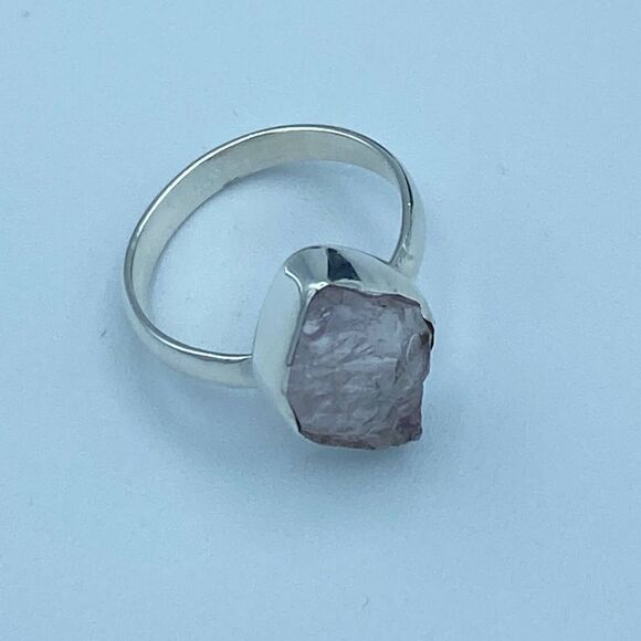 Pink Morganite Rough Madagascar Sterling Silver Ring Size 8.5 - Picture 6 of 6